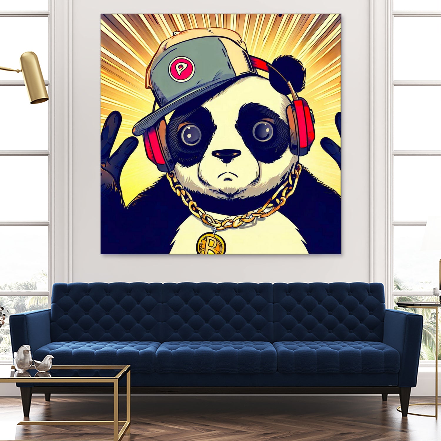 Panda Bear I Am a DJ 14 by OTIS PORRITT on GIANT ART - black digital painting