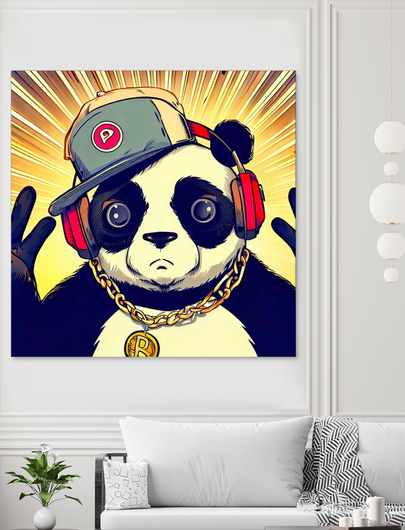 Panda Bear I Am a DJ 14 by OTIS PORRITT on GIANT ART - black digital painting