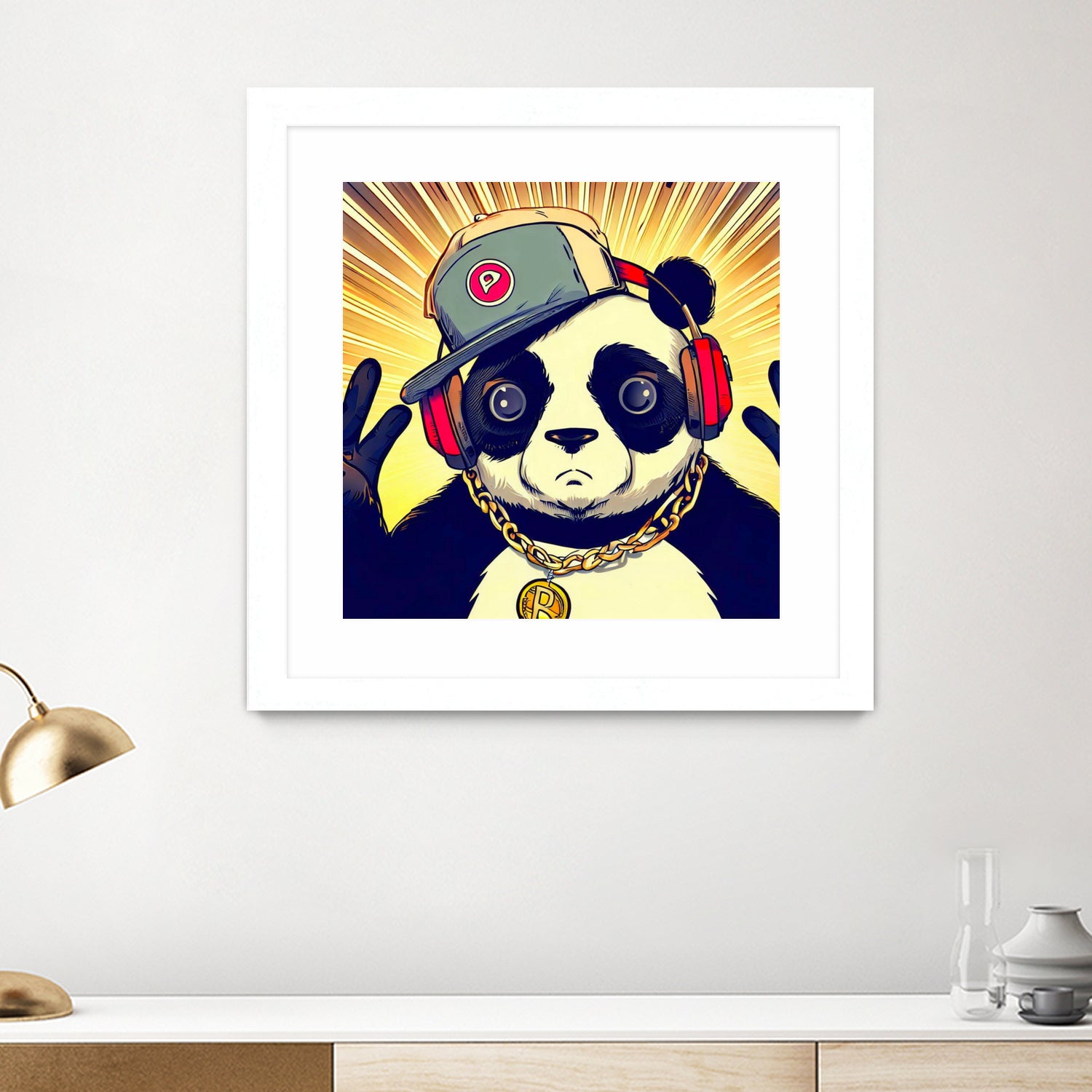 Panda Bear I Am a DJ 14 by OTIS PORRITT on GIANT ART - black digital painting