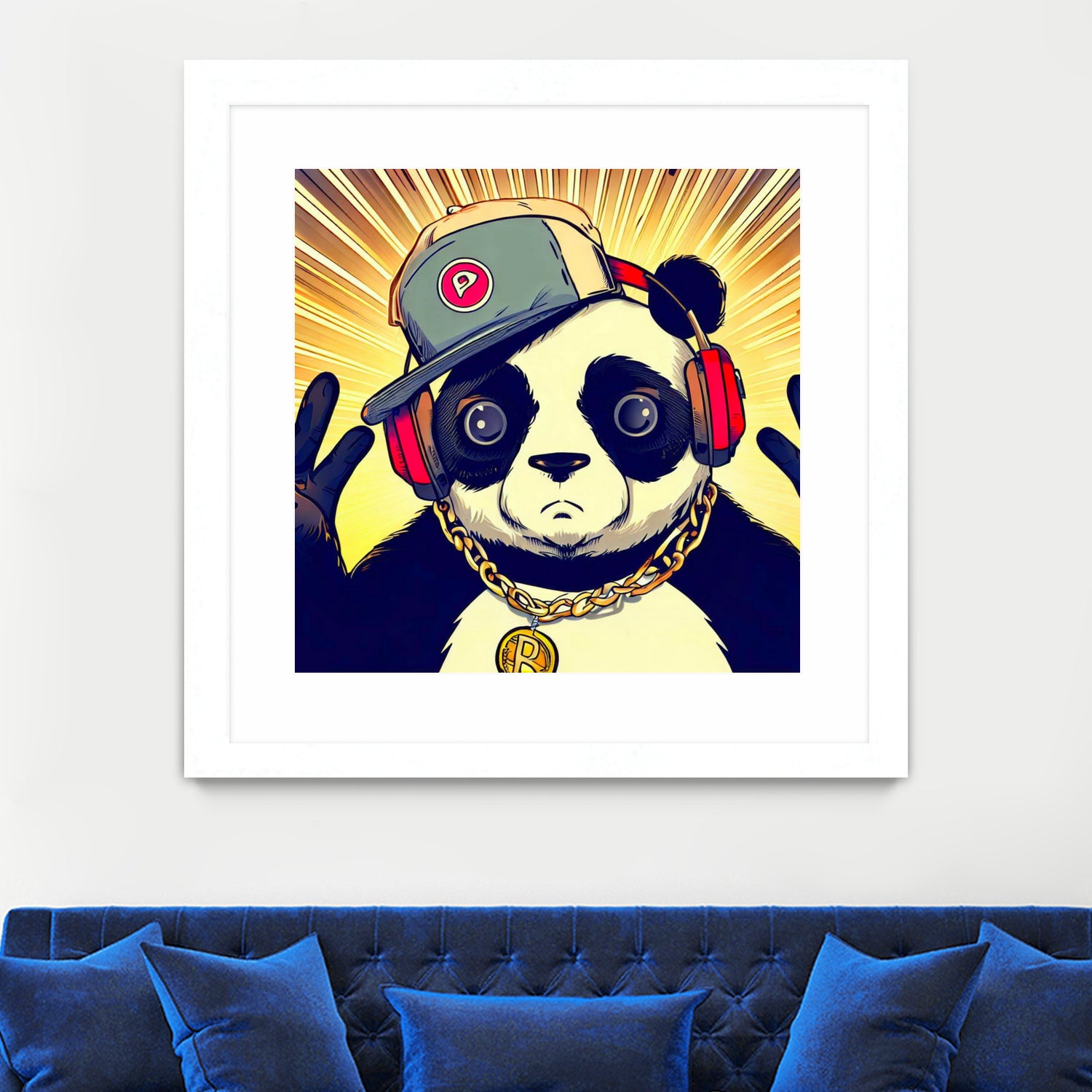 Panda Bear I Am a DJ 14 by OTIS PORRITT on GIANT ART - black digital painting