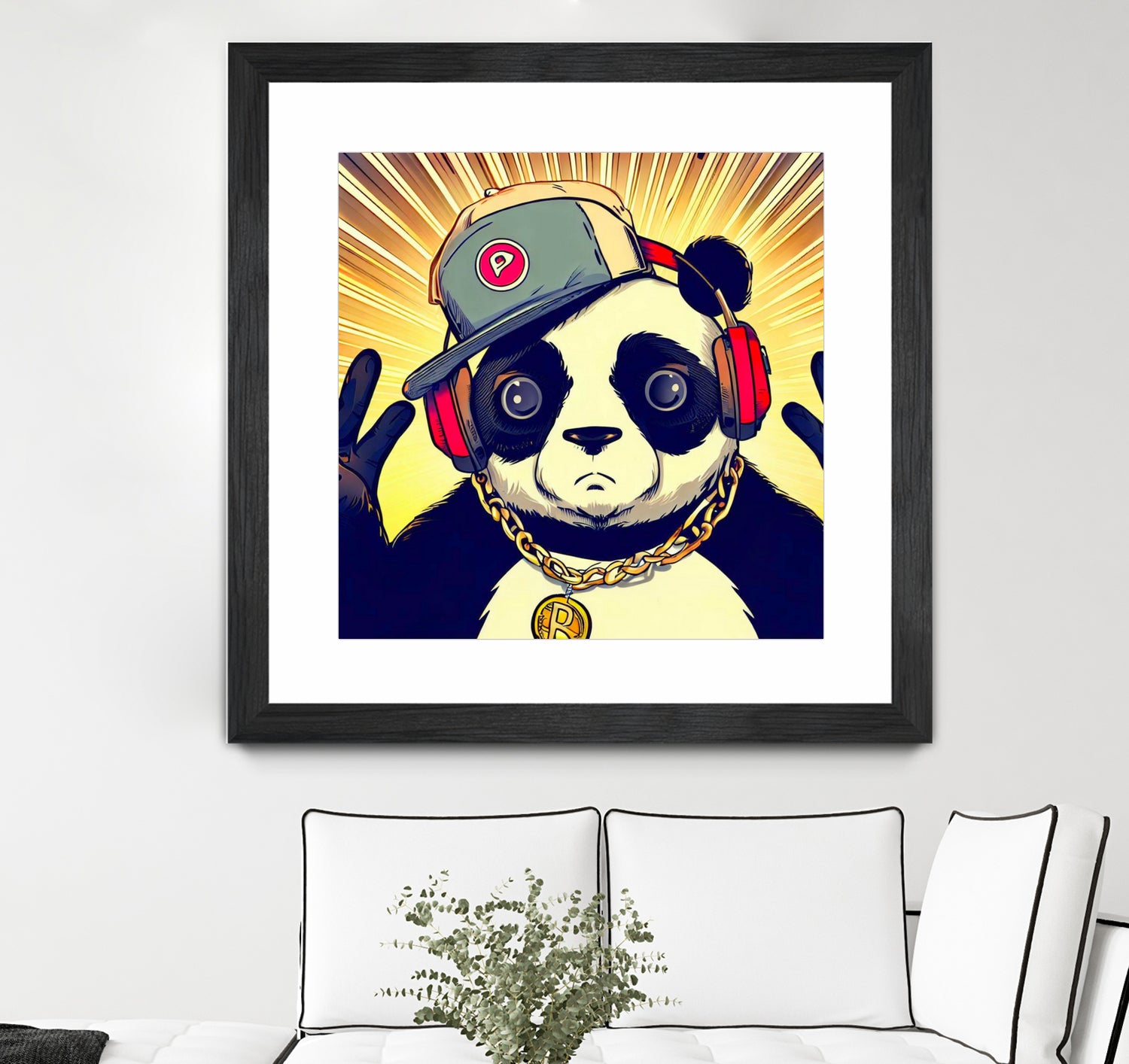 Panda Bear I Am a DJ 14 by OTIS PORRITT on GIANT ART - black digital painting