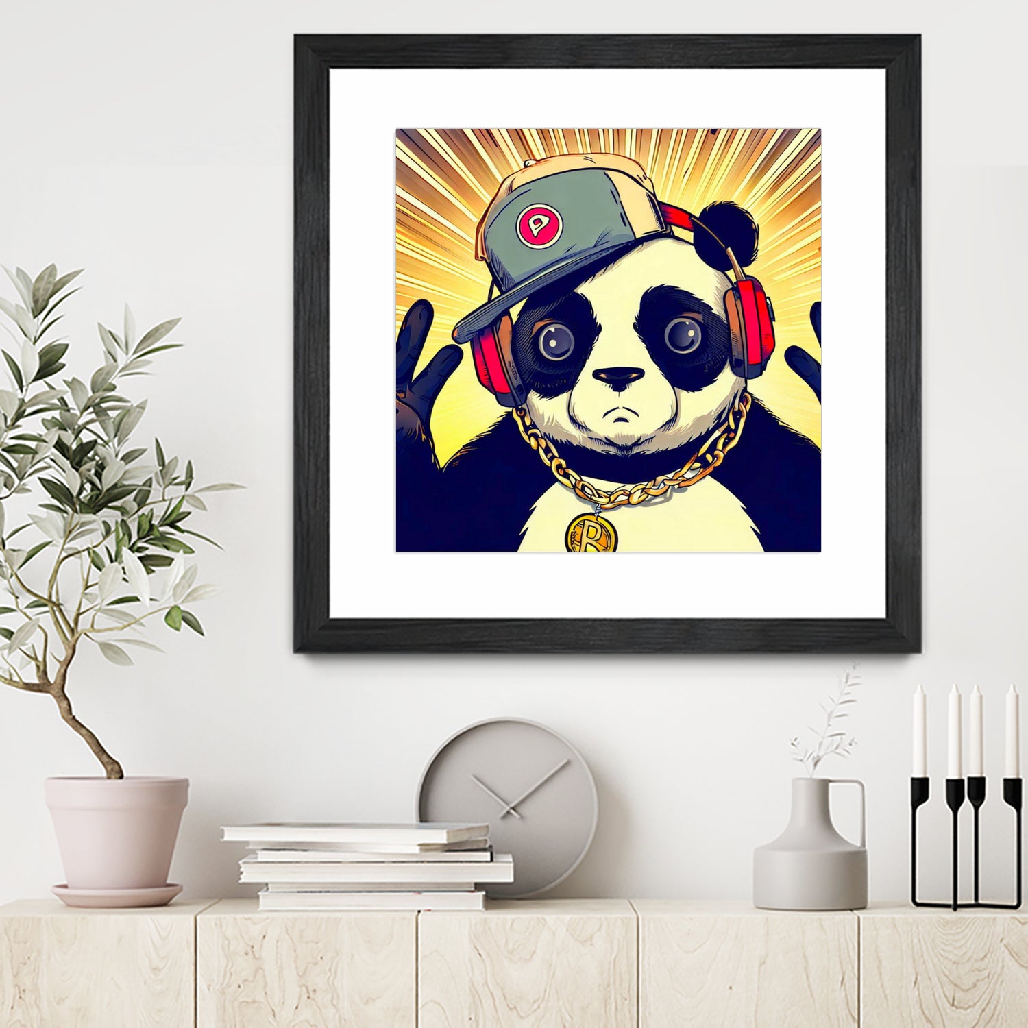 Panda Bear I Am a DJ 14 by OTIS PORRITT on GIANT ART - black digital painting