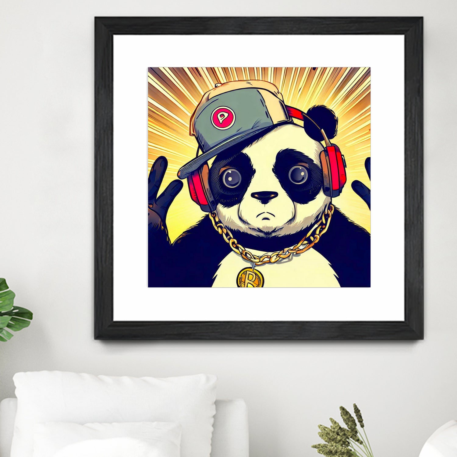 Panda Bear I Am a DJ 14 by OTIS PORRITT on GIANT ART - black digital painting