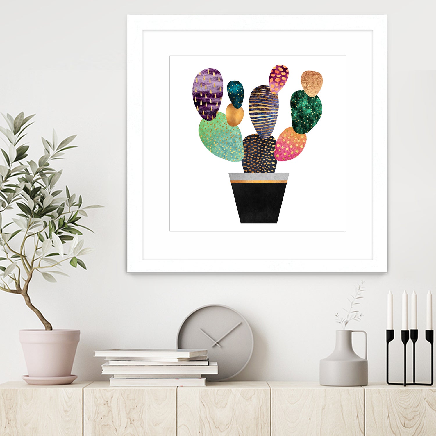 Pretty Cactus by Elisabeth Fredriksson on GIANT ART - blue mixed media