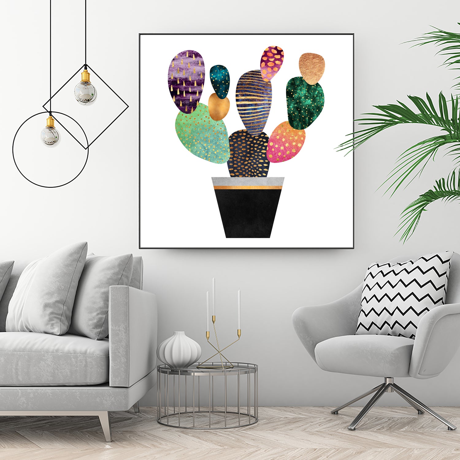 Pretty Cactus by Elisabeth Fredriksson on GIANT ART - blue mixed media