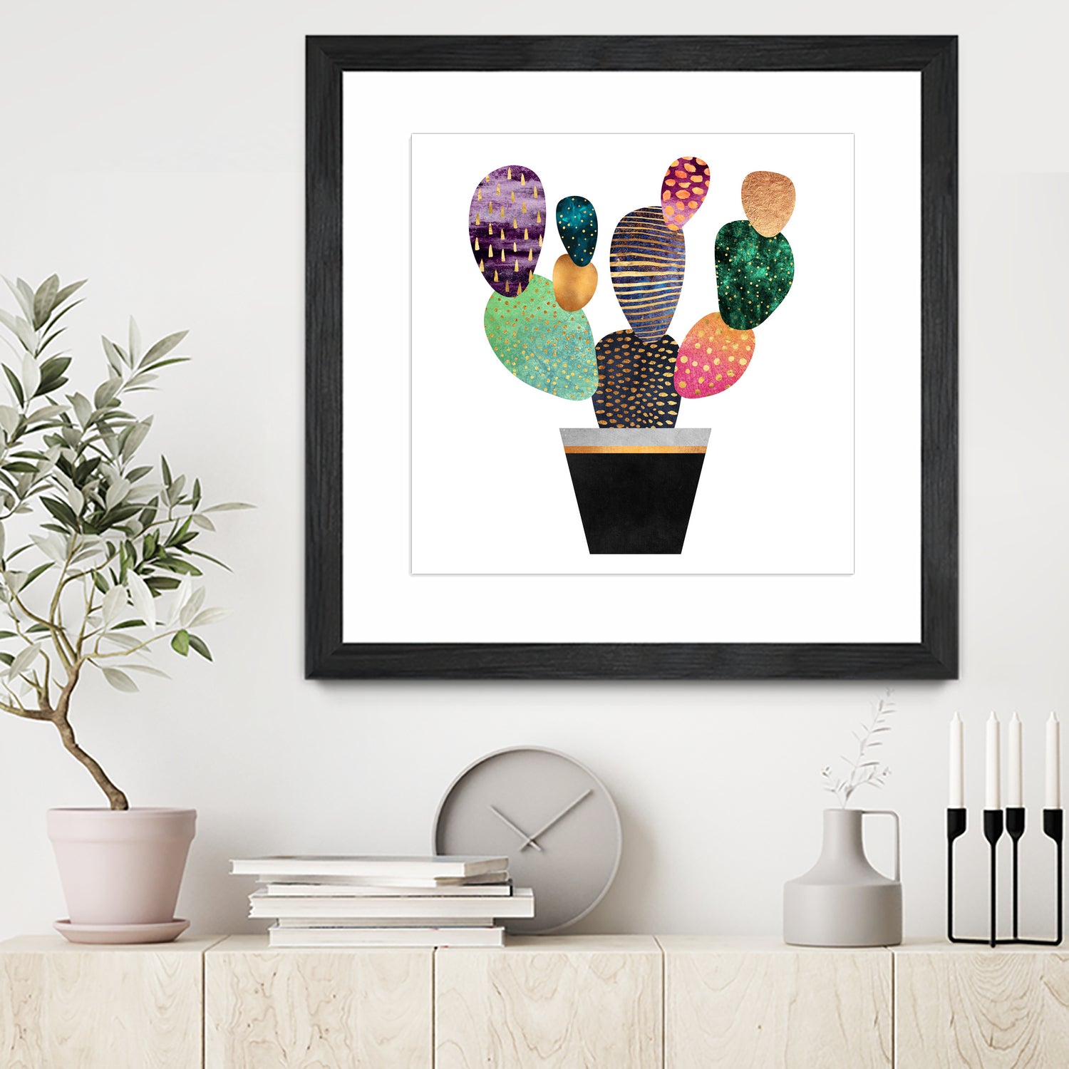 Pretty Cactus by Elisabeth Fredriksson on GIANT ART - blue mixed media