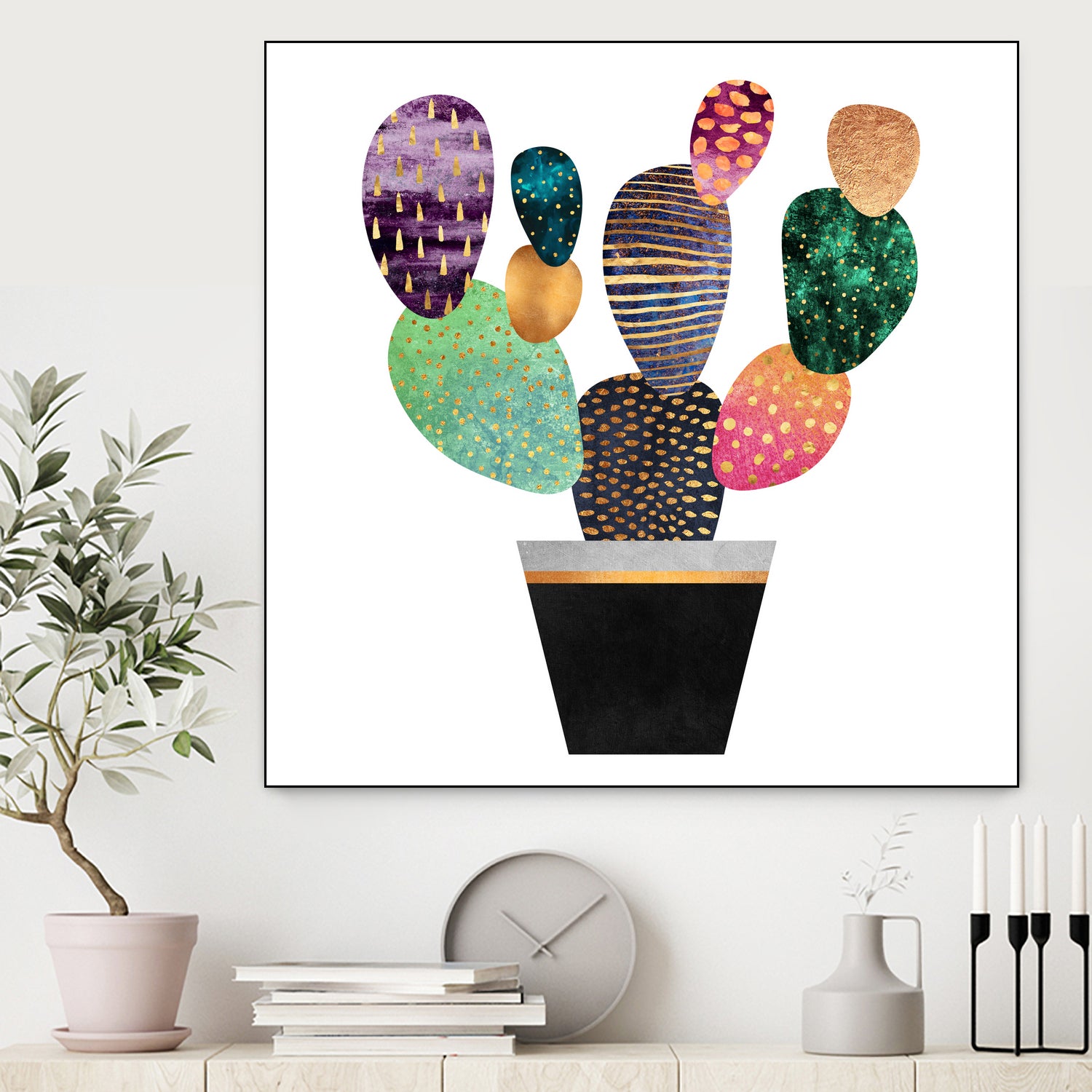 Pretty Cactus by Elisabeth Fredriksson on GIANT ART - blue mixed media