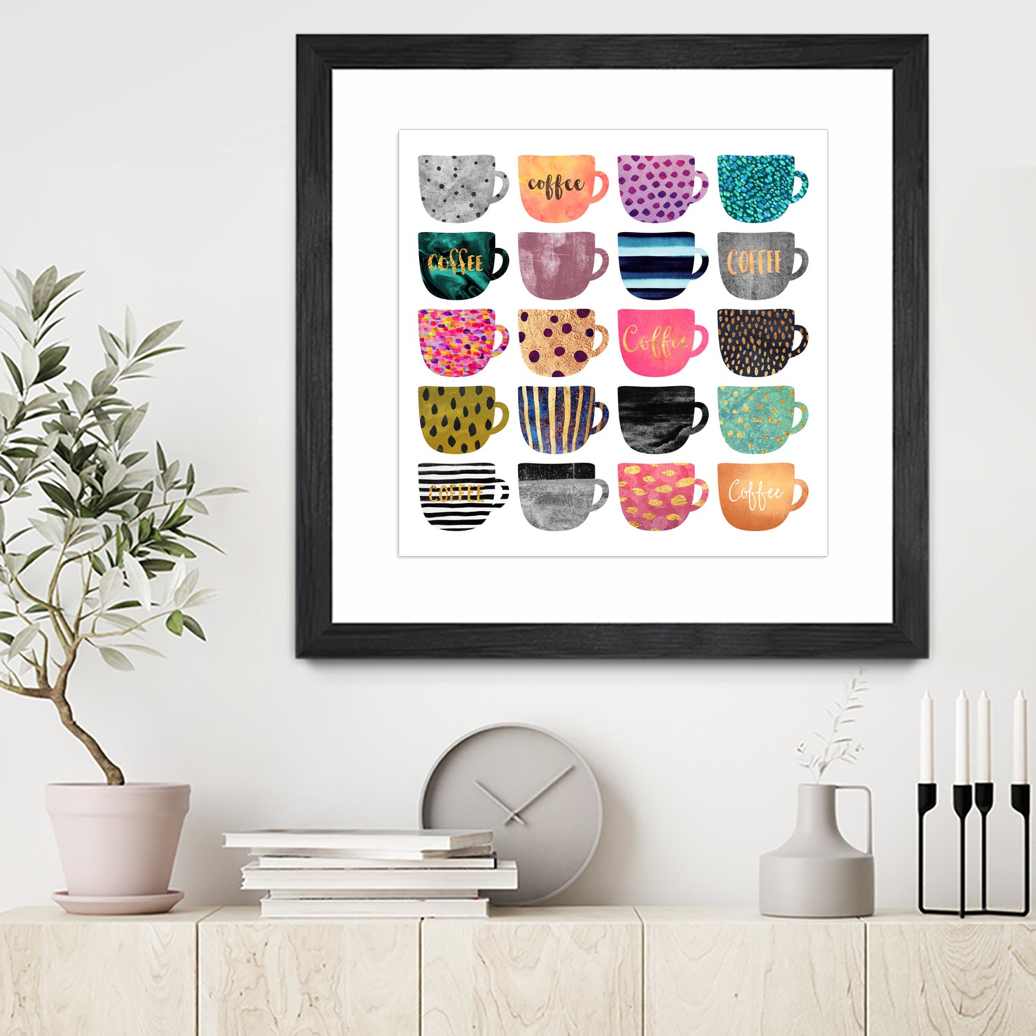 Pretty Coffee Cups by Elisabeth Fredriksson on GIANT ART - pink mixed media