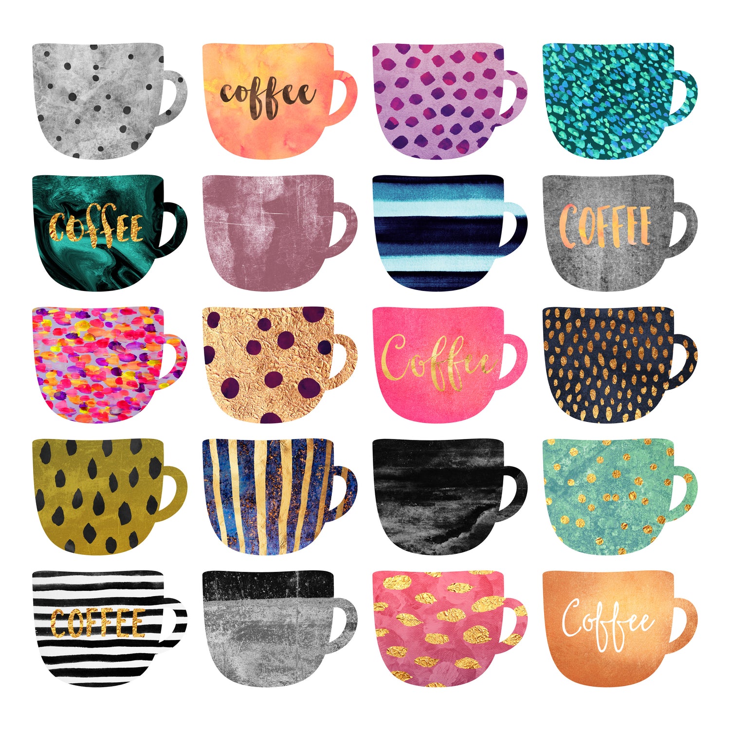 Pretty Coffee Cups by Elisabeth Fredriksson on GIANT ART - pink mixed media