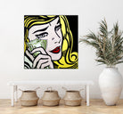 Crying Girl wipes tears by money by Artem Avetisyan on GIANT ART - yellow digital drawing