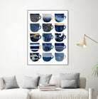 Pretty Blue Coffee Cups by Elisabeth Fredriksson on GIANT ART - blue digital painting