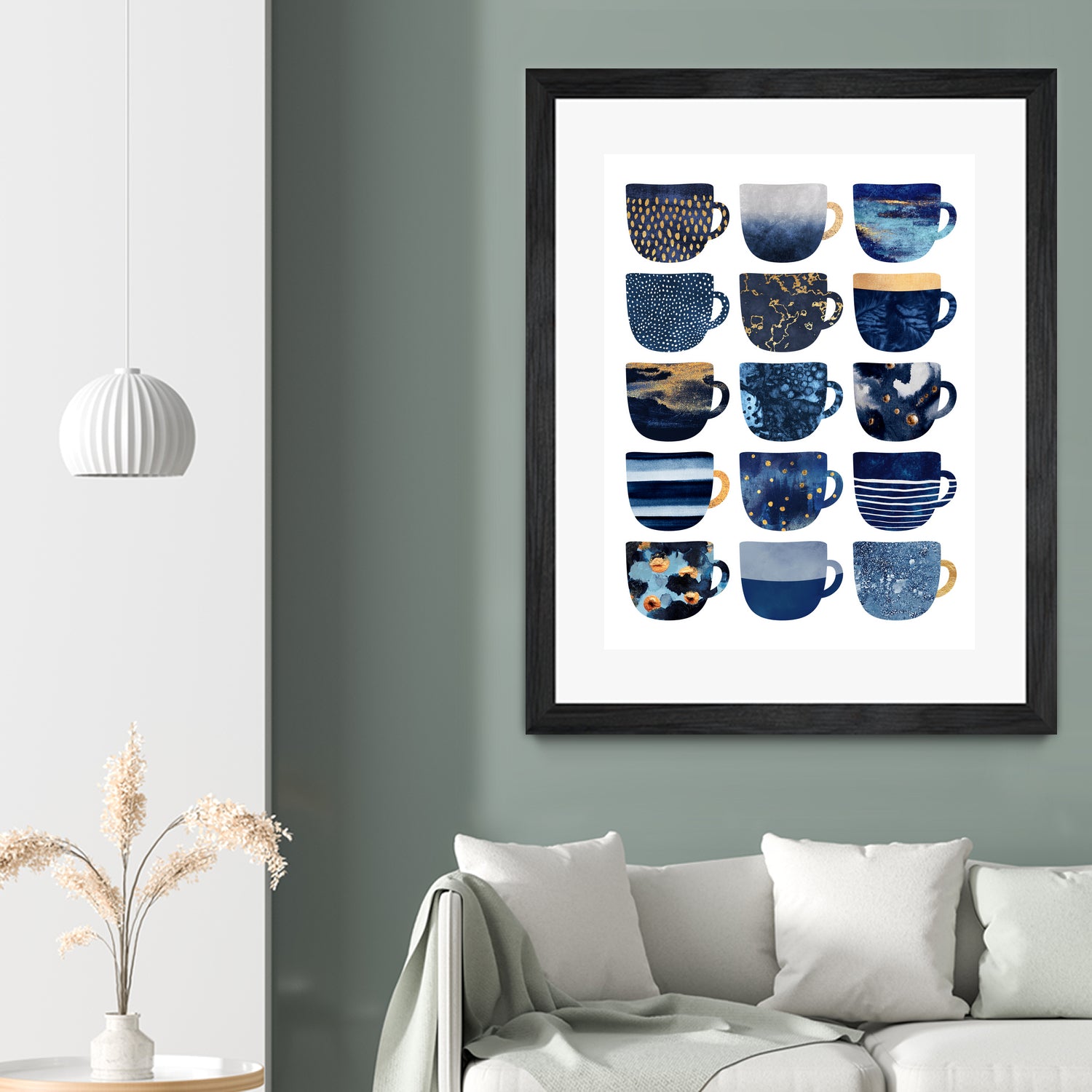 Pretty Blue Coffee Cups by Elisabeth Fredriksson on GIANT ART - blue digital painting