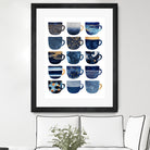 Pretty Blue Coffee Cups by Elisabeth Fredriksson on GIANT ART - blue digital painting