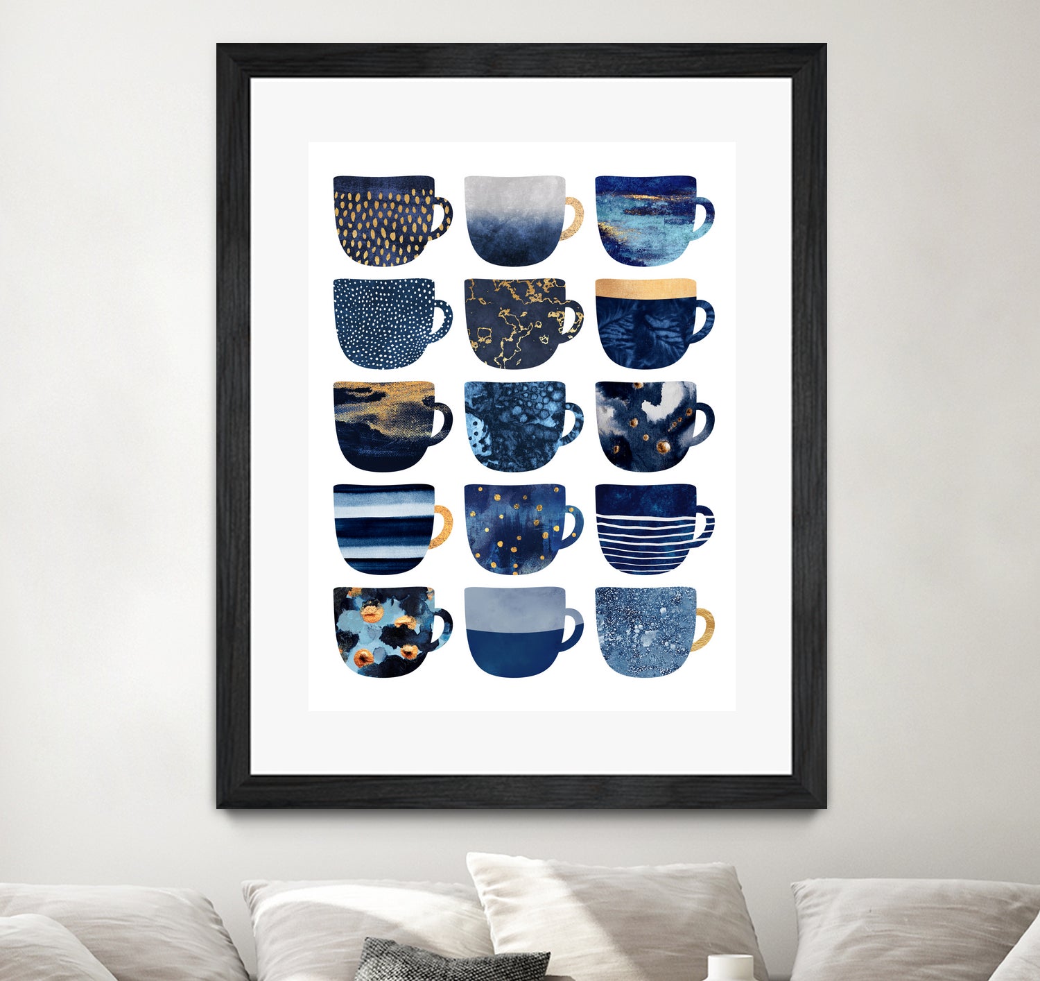 Pretty Blue Coffee Cups by Elisabeth Fredriksson on GIANT ART - blue digital painting