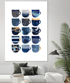 Pretty Blue Coffee Cups by Elisabeth Fredriksson on GIANT ART - blue digital painting