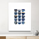 Pretty Blue Coffee Cups by Elisabeth Fredriksson on GIANT ART - blue digital painting