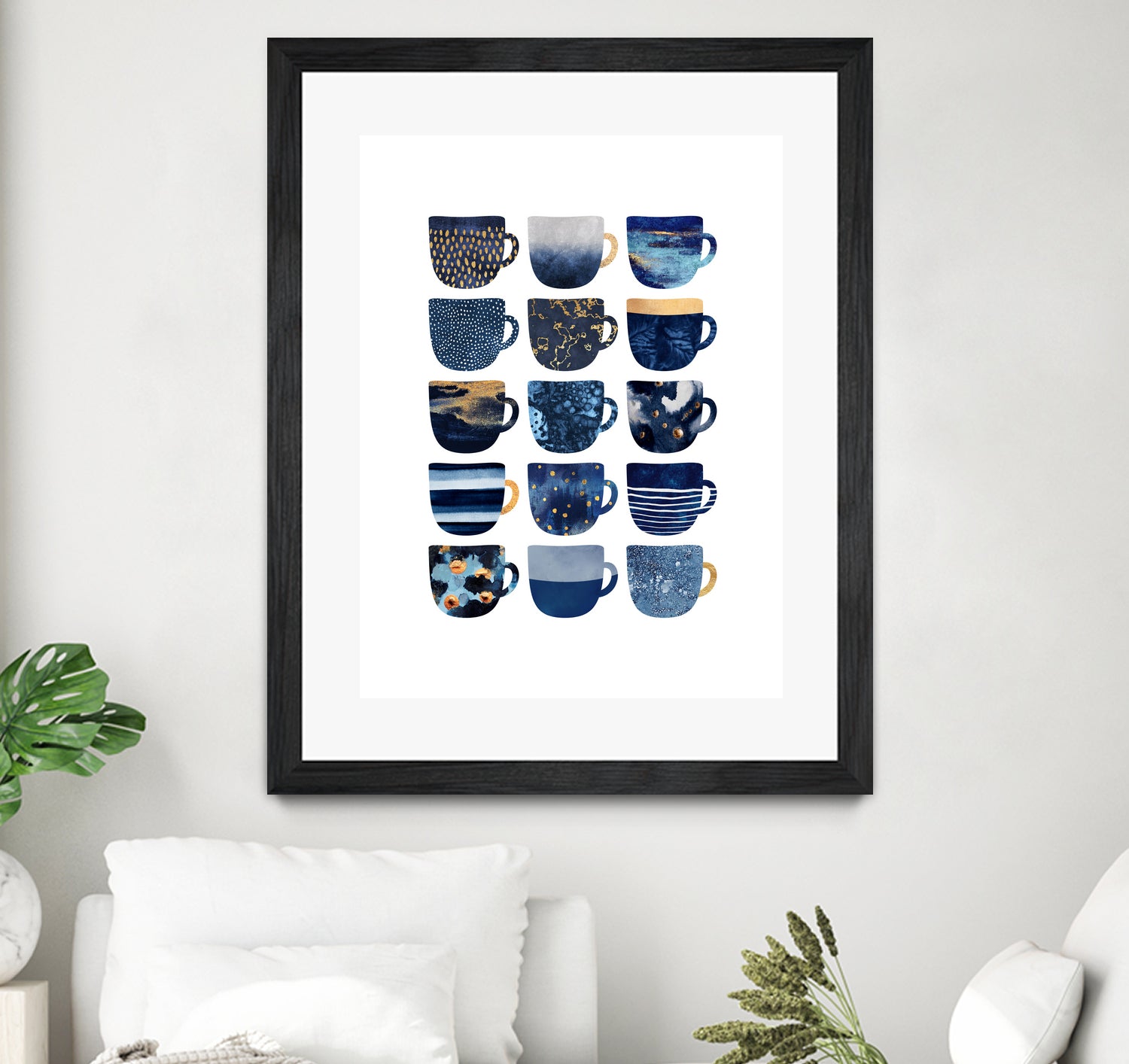 Pretty Blue Coffee Cups by Elisabeth Fredriksson on GIANT ART - blue digital painting