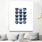 Pretty Blue Coffee Cups by Elisabeth Fredriksson on GIANT ART - blue digital painting