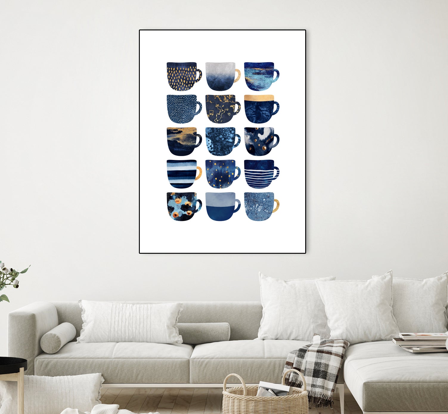 Pretty Blue Coffee Cups by Elisabeth Fredriksson on GIANT ART - blue digital painting