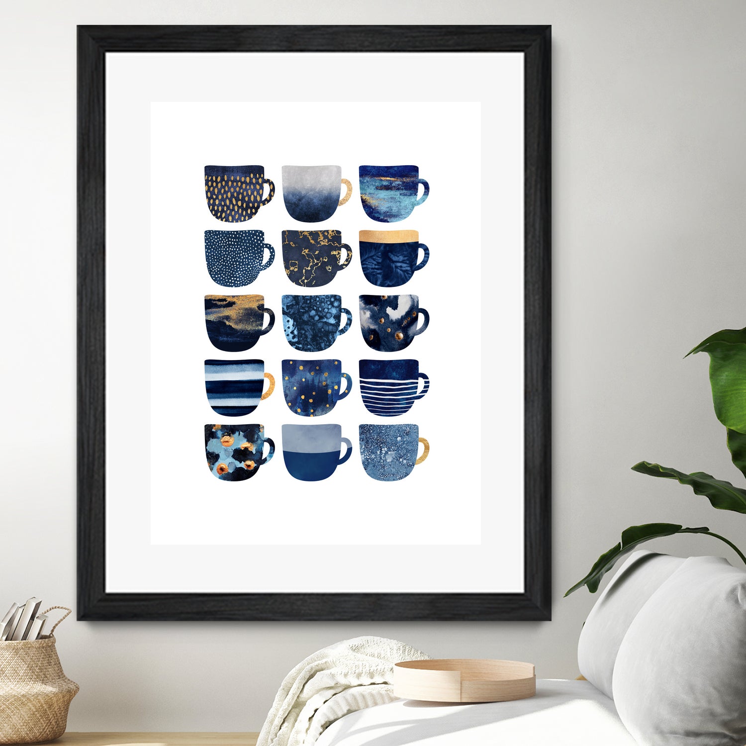 Pretty Blue Coffee Cups by Elisabeth Fredriksson on GIANT ART - blue digital painting