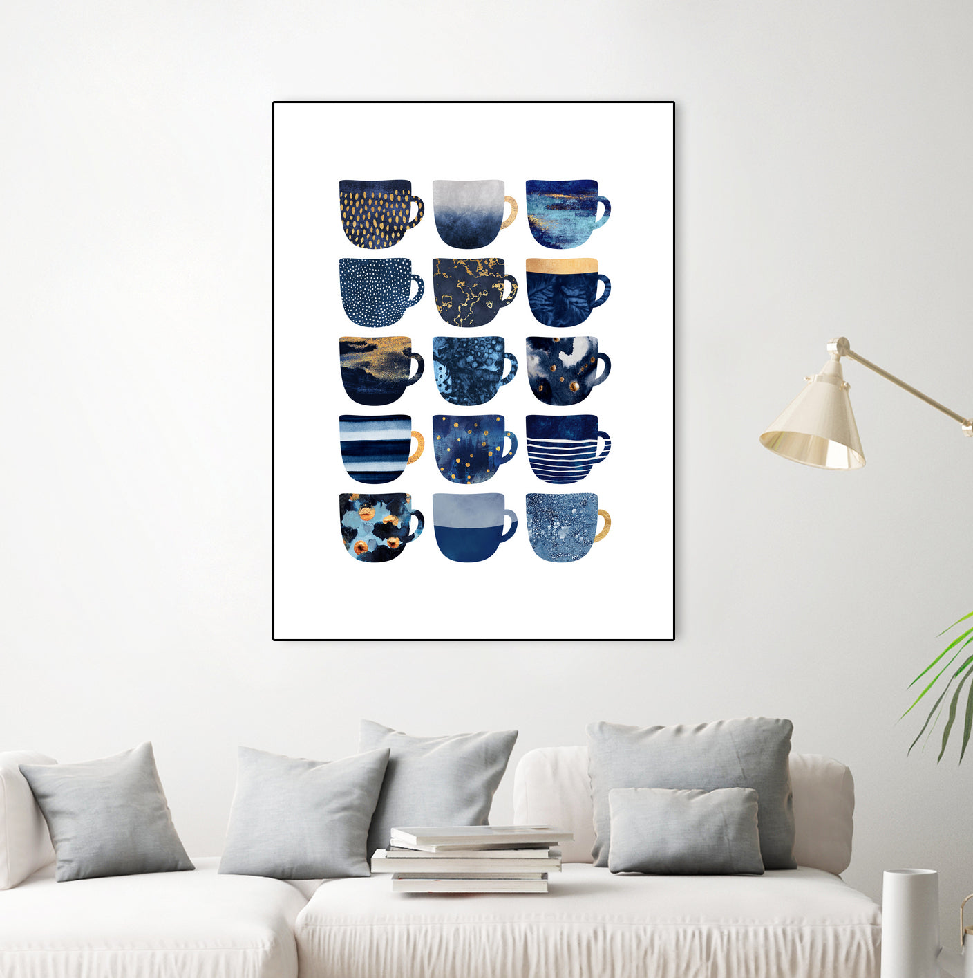 Pretty Blue Coffee Cups by Elisabeth Fredriksson on GIANT ART - blue digital painting