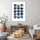 Pretty Blue Coffee Cups by Elisabeth Fredriksson on GIANT ART - blue digital painting