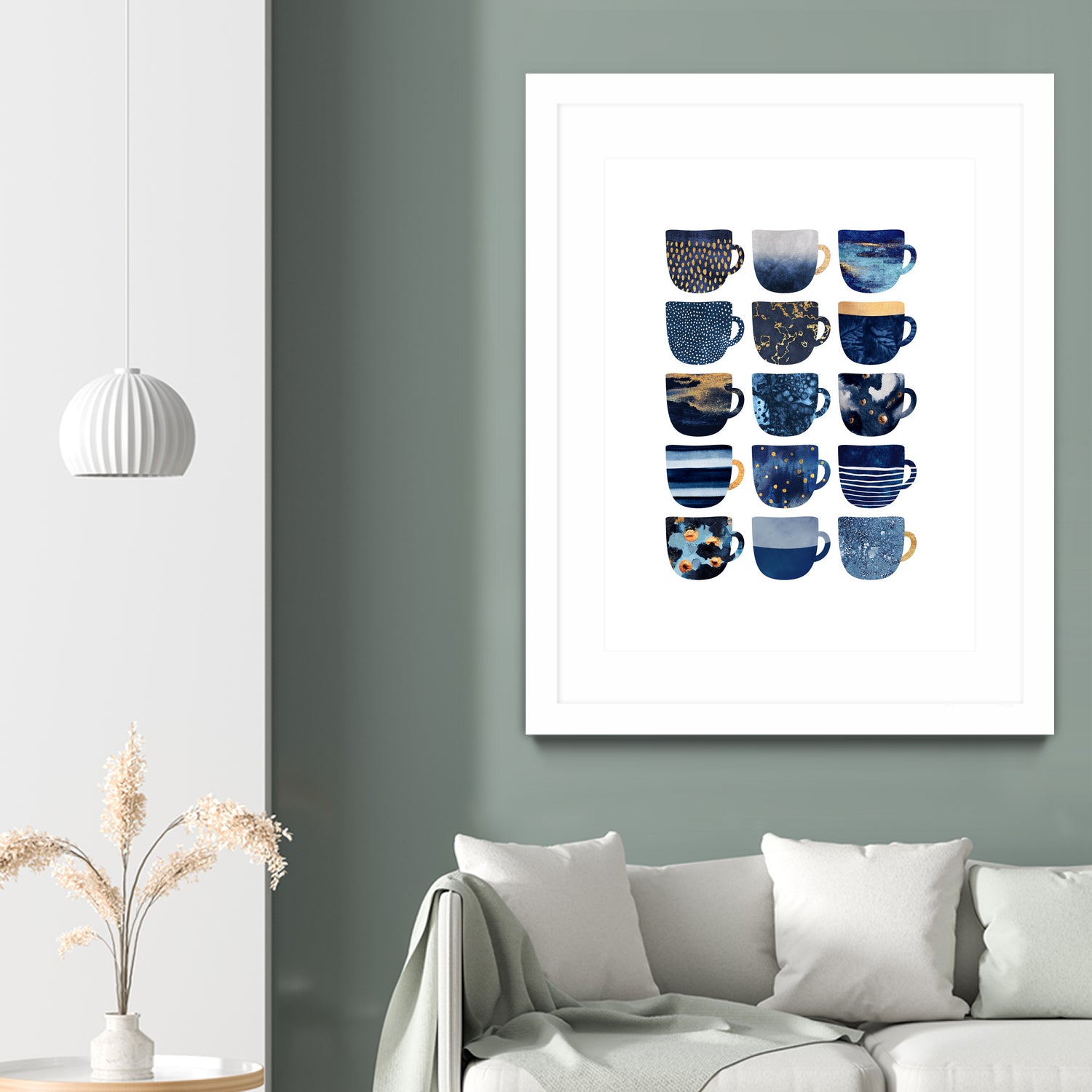 Pretty Blue Coffee Cups by Elisabeth Fredriksson on GIANT ART - blue digital painting