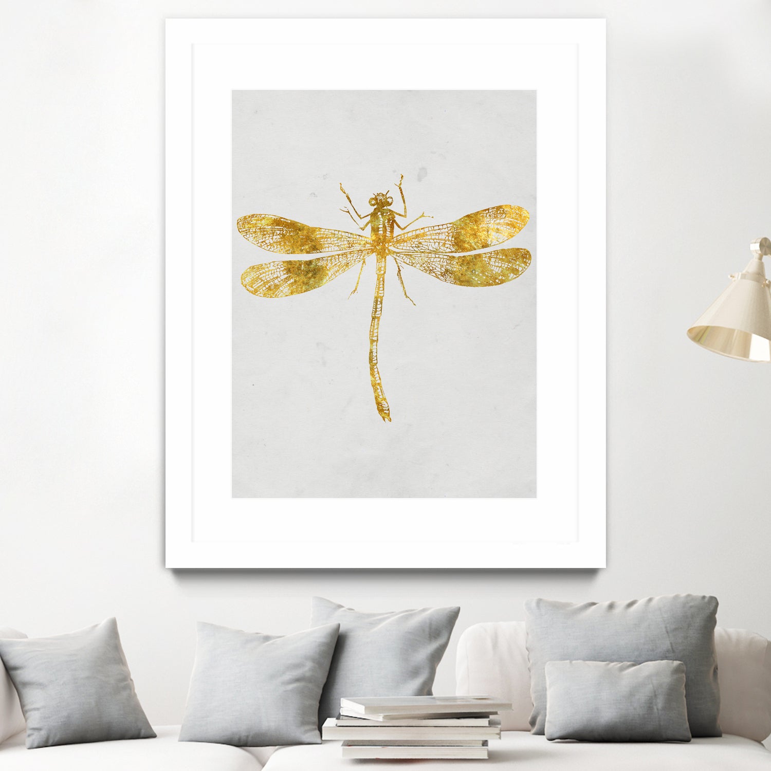 Golden Dragonfly by Patrycja Polechonska on GIANT ART - gray mixed media