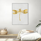 Golden Dragonfly by Patrycja Polechonska on GIANT ART - gray mixed media