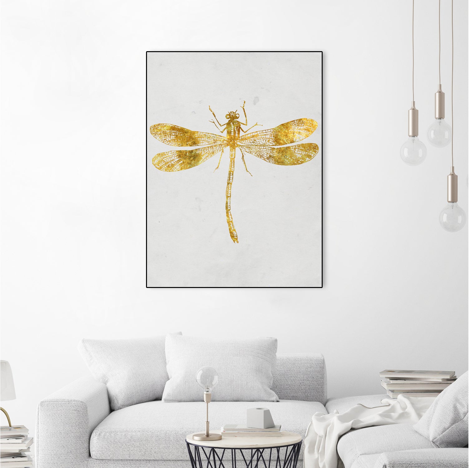 Golden Dragonfly by Patrycja Polechonska on GIANT ART - gray mixed media