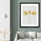 Golden Dragonfly by Patrycja Polechonska on GIANT ART - gray mixed media