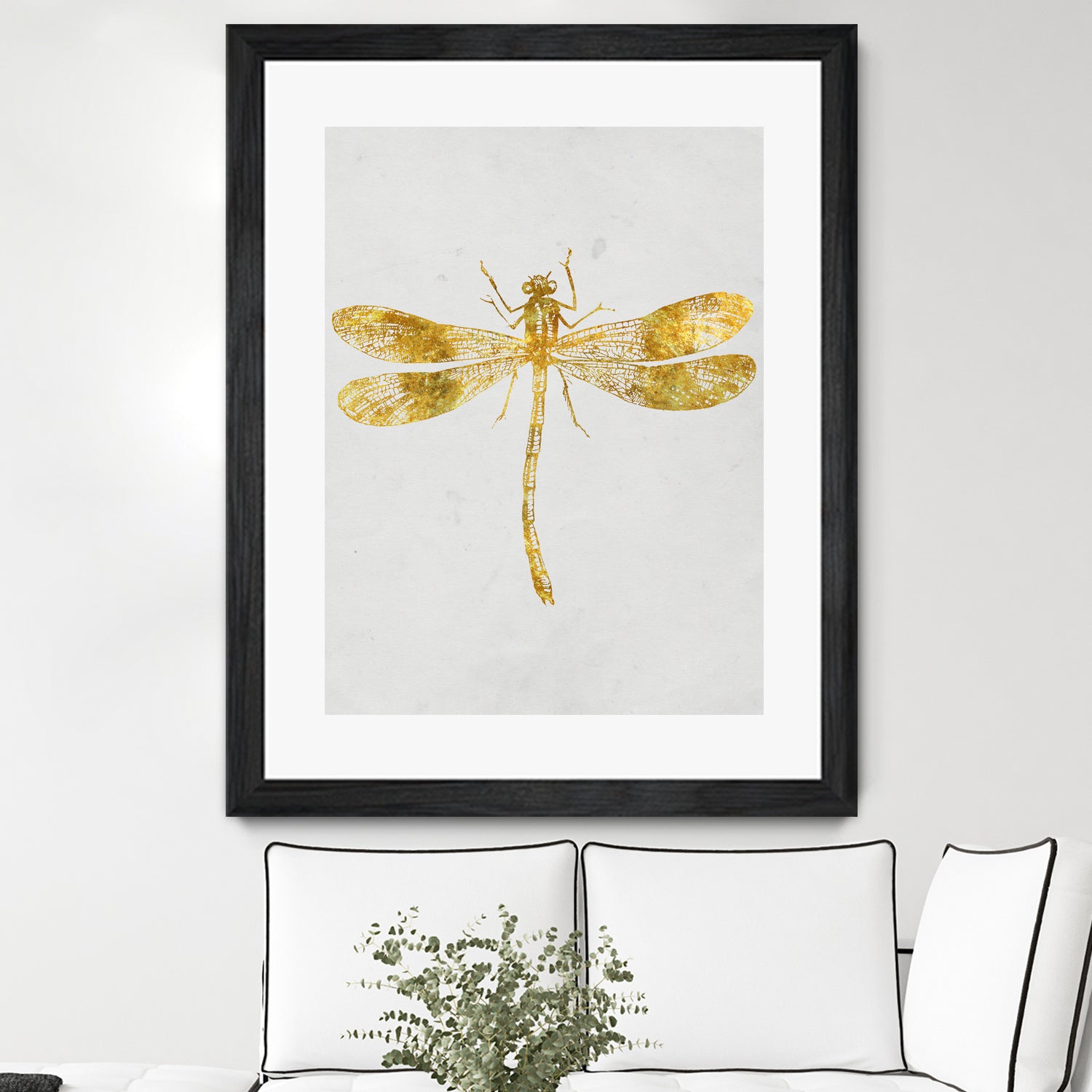 Golden Dragonfly by Patrycja Polechonska on GIANT ART - gray mixed media