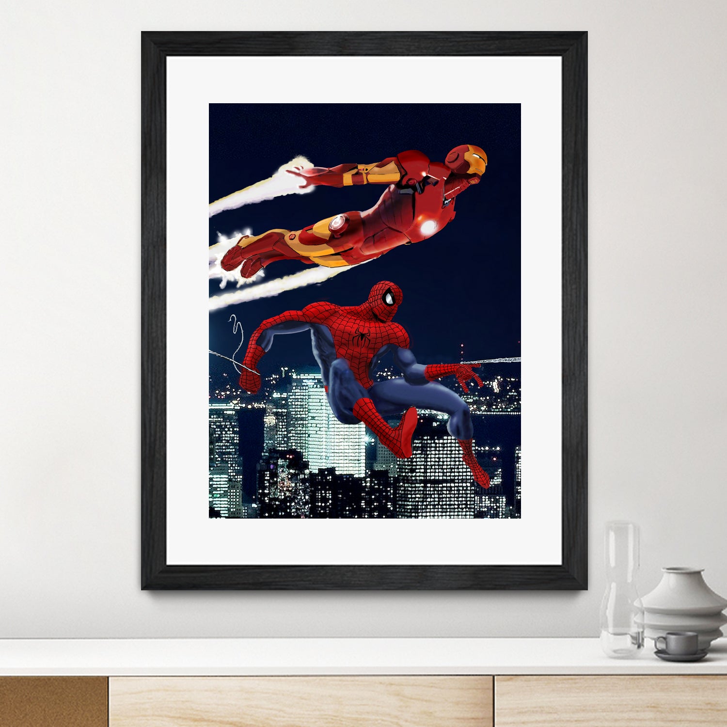 Marvel: Spider-Man and Iron Man by Dan Avenell on GIANT ART - black digital drawing