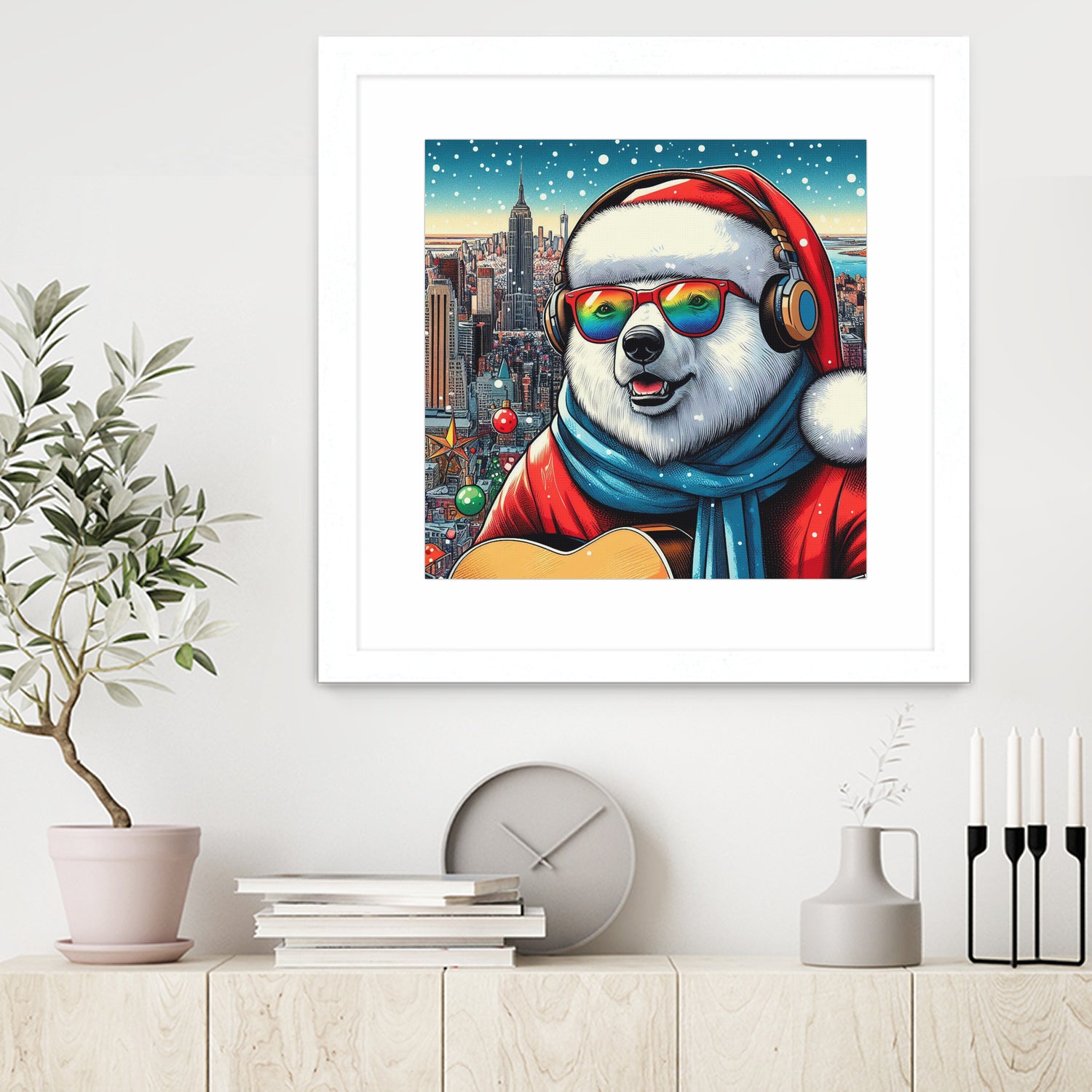 XMAS POLAR BEAR NYC 2 by OTIS PORRITT on GIANT ART - red digital painting