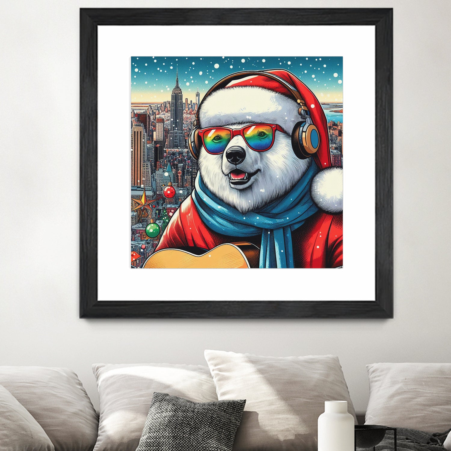 XMAS POLAR BEAR NYC 2 by OTIS PORRITT on GIANT ART - red digital painting