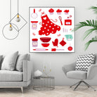 New folk original ICONOGRAPHY in Shop by Bee and Glow ART Illustrations on GIANT ART - red digital drawing