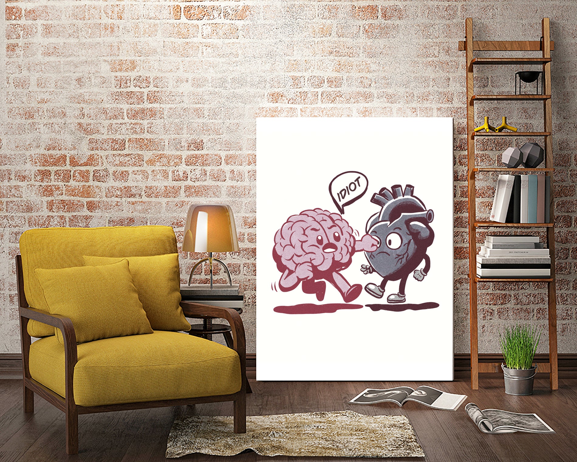 brain fighting with heart by edson ramos on GIANT ART - red digital drawing