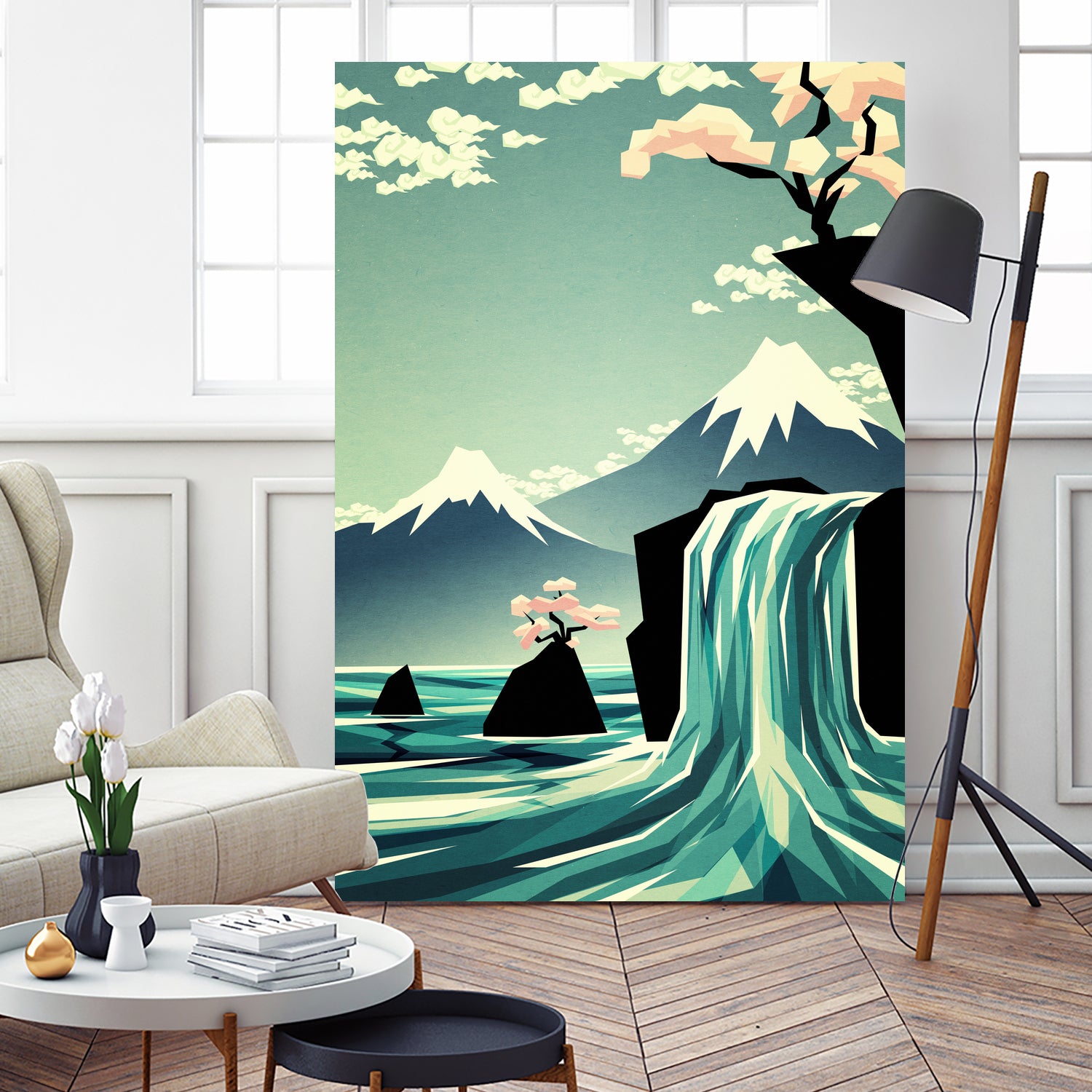 waterfall blossom dream by Sjoerd Piepenbrink on GIANT ART - blue vector illustration