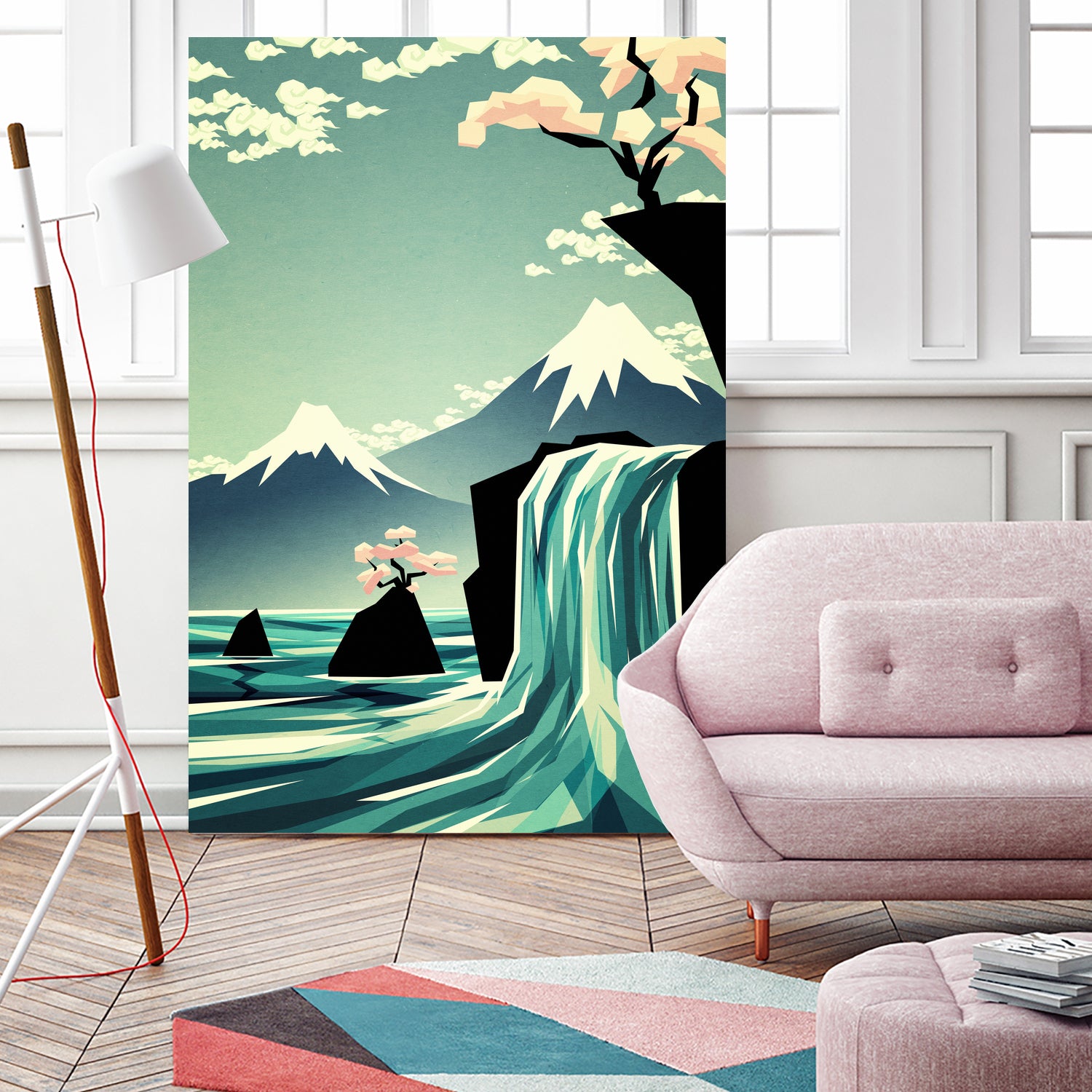 waterfall blossom dream by Sjoerd Piepenbrink on GIANT ART - blue vector illustration