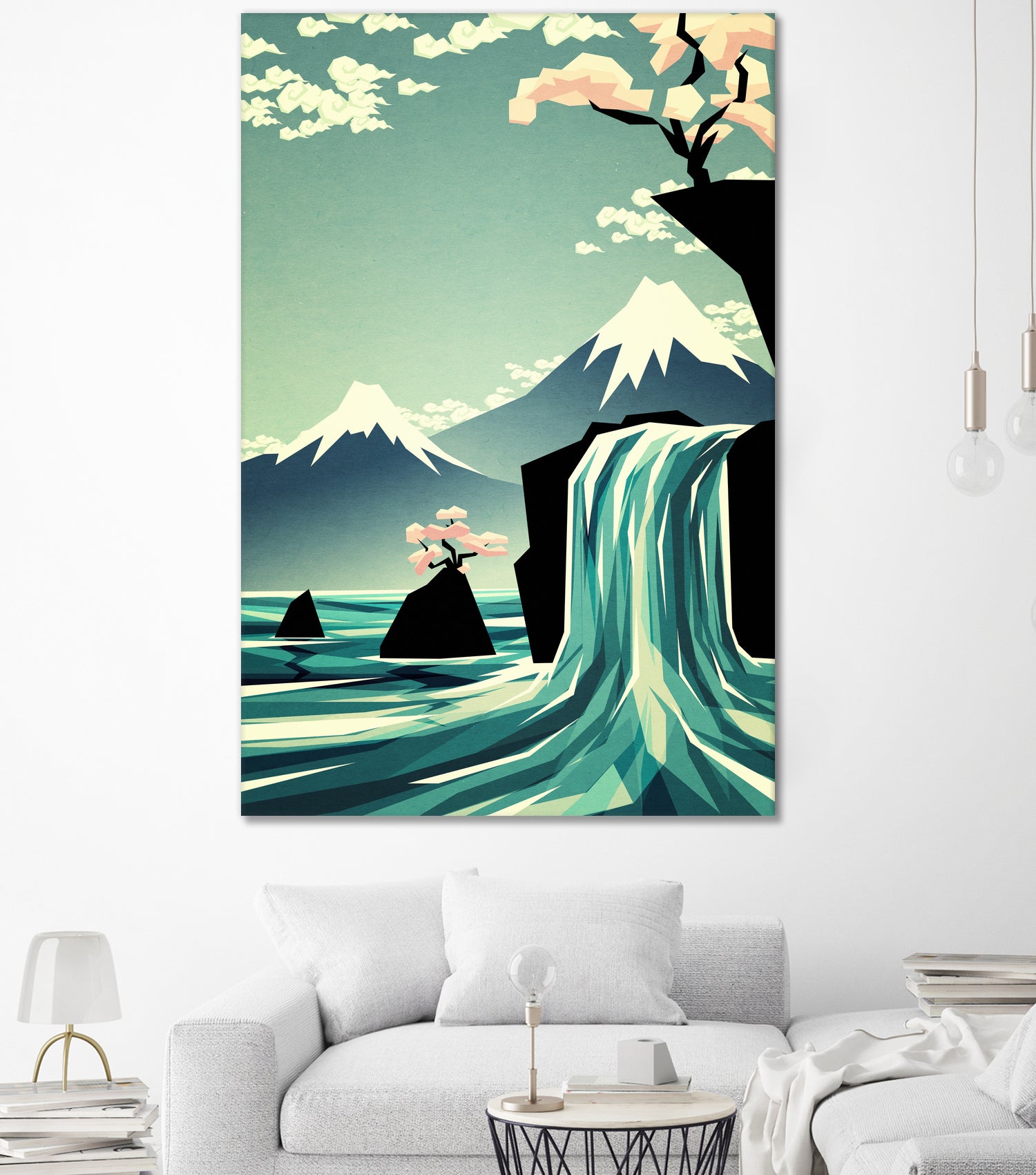 waterfall blossom dream by Sjoerd Piepenbrink on GIANT ART - blue vector illustration