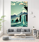 waterfall blossom dream by Sjoerd Piepenbrink on GIANT ART - blue vector illustration