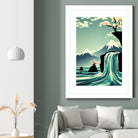 waterfall blossom dream by Sjoerd Piepenbrink on GIANT ART - blue vector illustration