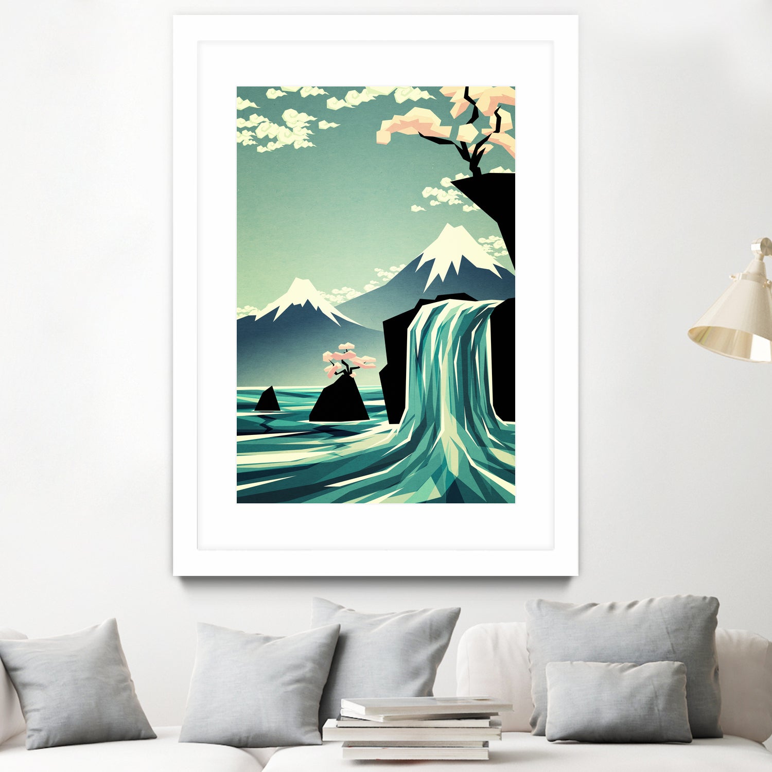 waterfall blossom dream by Sjoerd Piepenbrink on GIANT ART - blue vector illustration