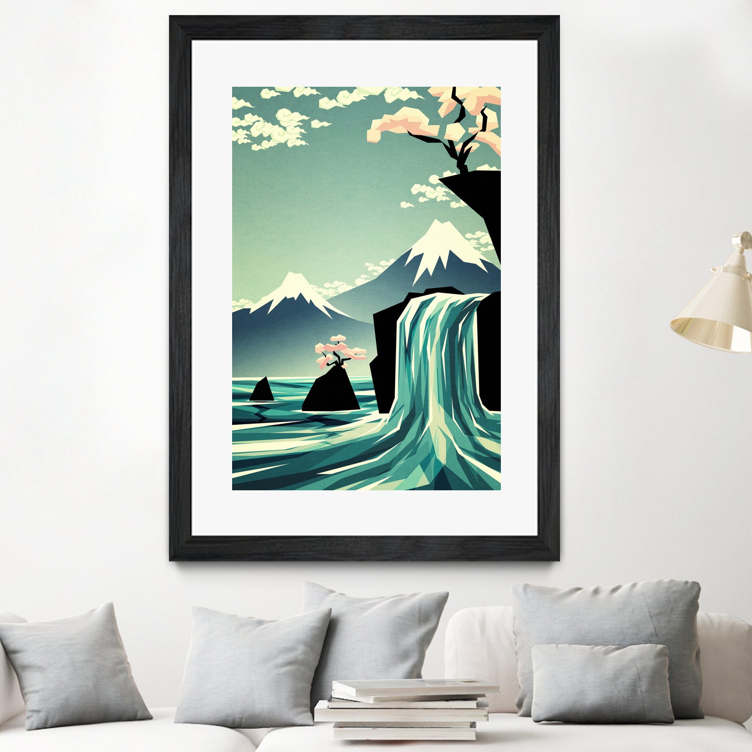 waterfall blossom dream by Sjoerd Piepenbrink on GIANT ART - blue vector illustration