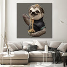 SLOTH EAT NOODLE by JUMALI KATANI on GIANT ART - gray digital drawing