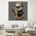 SLOTH EAT NOODLE by JUMALI KATANI on GIANT ART - gray digital drawing