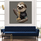 SLOTH EAT NOODLE by JUMALI KATANI on GIANT ART - gray digital drawing