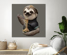 SLOTH EAT NOODLE by JUMALI KATANI on GIANT ART - gray digital drawing