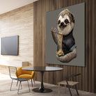 SLOTH EAT NOODLE by JUMALI KATANI on GIANT ART - gray digital drawing