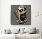 SLOTH EAT NOODLE by JUMALI KATANI on GIANT ART - gray digital drawing